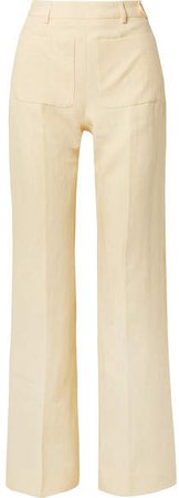 Pia Linen Straight-leg Pants - Pastel yellow