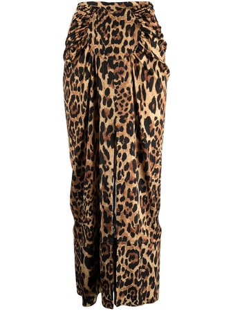 Shop brown Paco Rabanne leopard-print high-waist skirt with Express Delivery - Farfetch