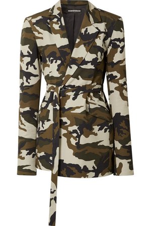 House of Holland | Oversized belted camouflage-print cotton-canvas blazer | NET-A-PORTER.COM