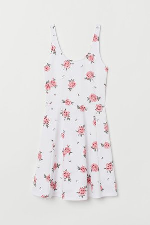 Sleeveless Jersey Dress - White/roses - Ladies | H&M US