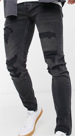 Topman ripped skinny jeans in black - £39.99