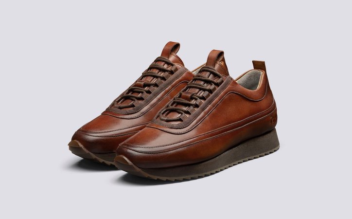 Sneaker 12 | Runner Sneakers for Men in Tan Leather | Grenson Shoes