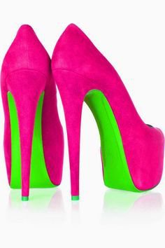 Neon pink suede stilettos