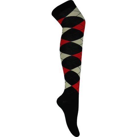 Argyle Over The Knee Socks in Red, Black, and White - Poppysocks