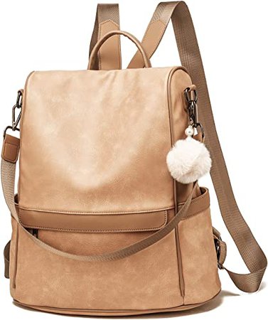 Amazon.com: Women Backpack Purse PU Leather Anti-theft Casual Shoulder Bag Fashion Ladies Satchel Bags(Tan) : Clothing, Shoes & Jewelry