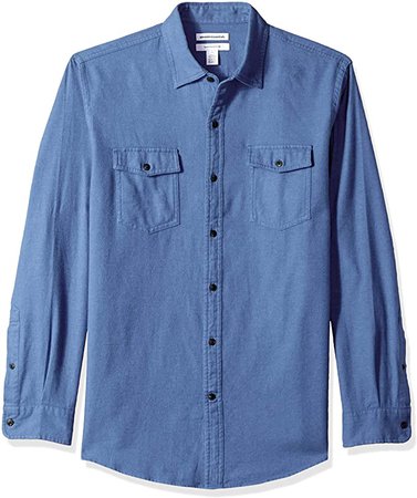 Amazon.com: Amazon Essentials Men's Regular-Fit Long-Sleeve Solid Flannel Shirt: Clothing