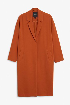 Long dressy coat - Dark mustard - Coats & Jackets - Monki GB