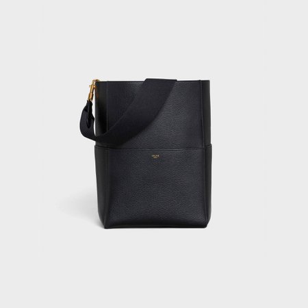 Sangle Bucket bag in soft grained calfskin - Black | CELINE