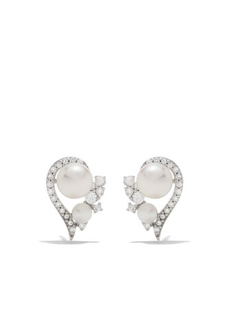 Yoko London 18kt White Gold Trend Freshwater Pearl And Diamond Earrings | Farfetch.com