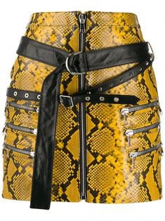 Unravel snake-effect mini skirt yellow