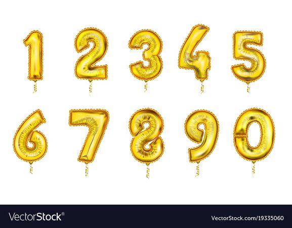 Realistic balloon numbers set golden color Vector Image