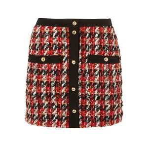 Alessandra Rich | Button-embellished bouclé-tweed mini skirt