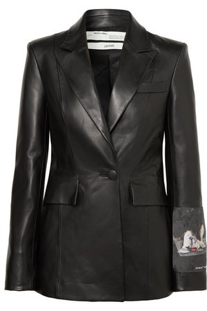 Off-White | Appliquéd printed leather jacket | NET-A-PORTER.COM