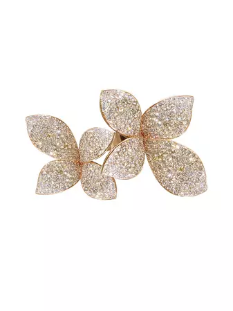 Shop Pasquale Bruni Giardini Segreti Double Flower 18K Rose Gold & 5.77 TCW Diamond Ring | Saks Fifth Avenue
