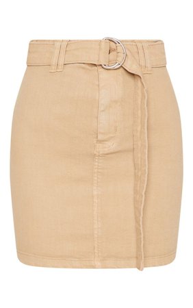 Stone O-Ring Detail Denim Mini Skirt | PrettyLittleThing