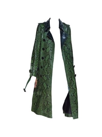 green snake print coat