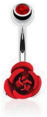 Amazon.com: Rose Navel Belly Ring Red Metal Flower Navel Rings 14G 3/8": Jewelry