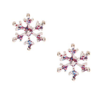 Purple Glitter Snowflake Stud Earrings | Claire's US
