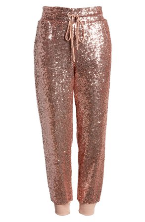 Gibson x Glam Fancy Ashley Sequin Jogger Pants (Regular & Petite) (Nordstrom Exclusive) blush