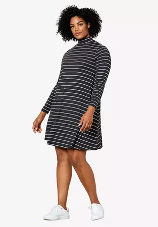 Mock Neck A-Line Dress by ellos® | Plus Size Casual Dresses | Woman Within