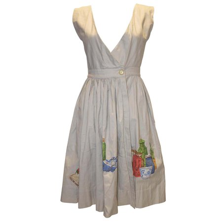 Vintage Nieman Marcus Linen Dess with Fruit and Vegtable Detail For Sale at 1stDibs