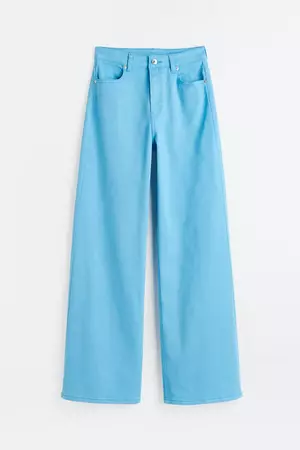 Wide-leg Twill Pants - Sky blue - Ladies | H&M US