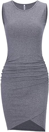 Amazon.com: Missufe Women's Casual Sleeveless Ruched Bodycon Sundress Irregular Sheath Maternity T Shirt Dress (Grey-01, X-Large): Clothing