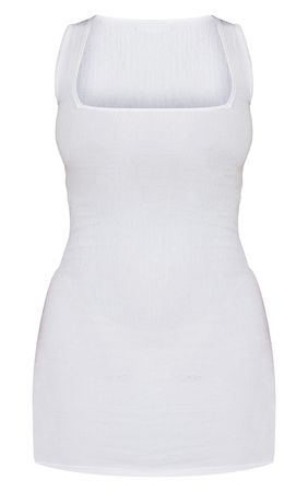 Shape White Textured Square Neck Bodycon Dress | PrettyLittleThing USA