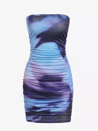 ZAFUL Women's Sexy Club Tie Dye Ruched Bandeau Mini Tube Dress In MULTI | ZAFUL 2024
