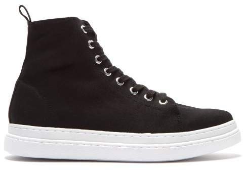 Almond Toe Canvas High Top Trainers - Womens - Black