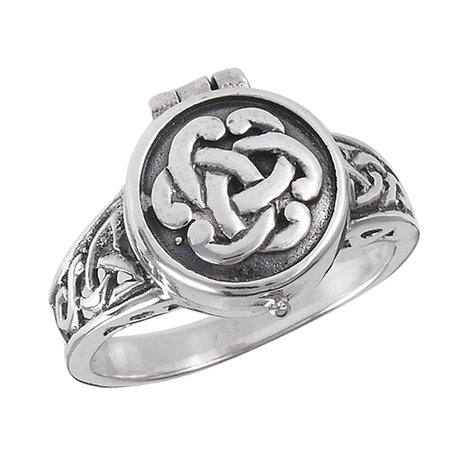 GoodGoth Sterling Silver Celtic Poison Ring