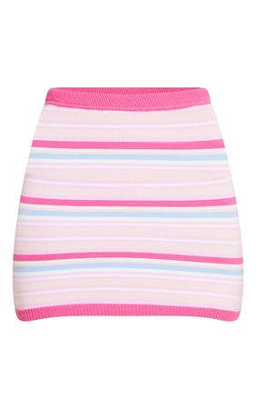cotton candy striped knit mini skirt