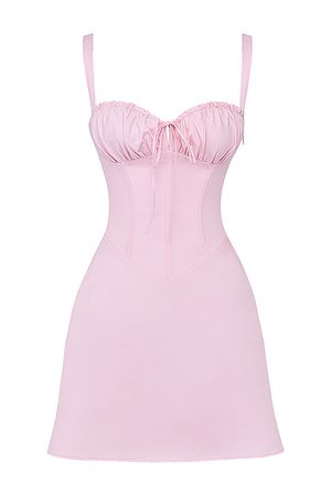Clothing : Mini Dresses : 'Carlotta' Baby Pink Corset Mini Dress