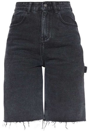 PLT washed black mom cargo detail denim shorts