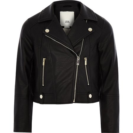 Girls black faux leather biker jacket - Jackets - Coats & Jackets - girls