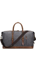 Amazon.com | S-ZONE Oversized Leather Canvas Duffel Shoulder Weekender Mens Overnight Bag | Sports Duffels