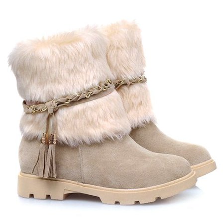 [31% OFF] Faux Fur Tassels Snow Boots | Rosegal