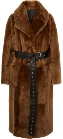Common Leisure - Love Oversized Belted Shearling Coat - Brown