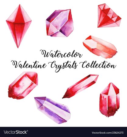 Watercolor valentine crystal collection Royalty Free Vector