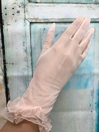 60s Pink Sheer Ruffle Gloves Van Raalte Nylon | Etsy