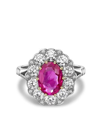 Pragnell Vintage Platinum Contemporary Burmese Pink Sapphire And Diamond Ring - Farfetch
