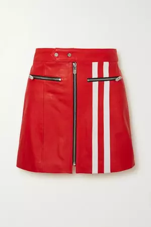 The Mighty Company The Ferrara Racer Stripe Leather Skirt In Red | ModeSens