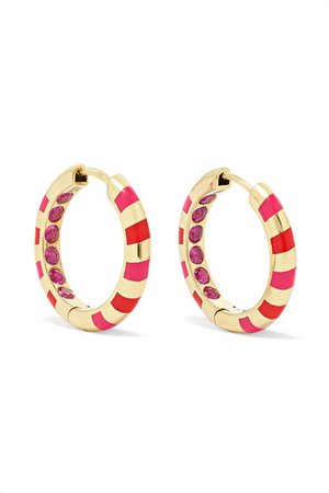 Alice Cicolini | Memphis Candy 14-karat gold, enamel and sapphire hoop earrings | NET-A-PORTER.COM