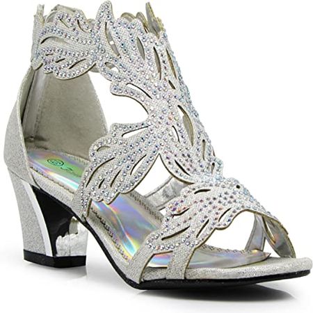 Amazon.com | Enzo Romeo Lime03N Womens Open Toe Mid Heel Wedding Rhinestone Gladiator Sandal Wedge Shoes (7, Silver) | Heeled Sandals