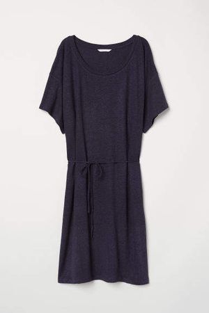 Linen-blend Dress - Blue