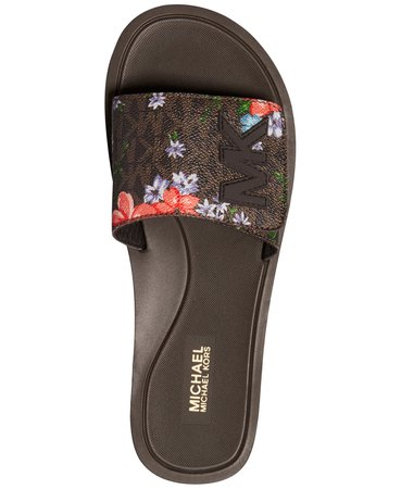 Michael Kors MK Pool Slide Sandals & Reviews - Sandals & Flip Flops - Shoes - Macy's brown