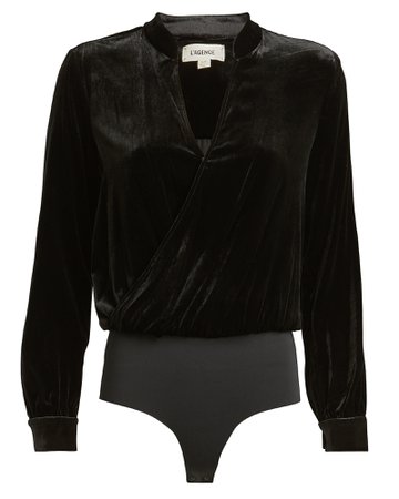 L'Agence | Marcella Velvet Wrap Bodysuit | INTERMIX®