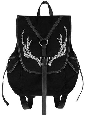 Black Antlers Backpack pagan witch bag with pockets - Restyle