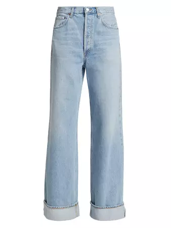 Shop Agolde Dame Rolled Wide-Leg Jeans | Saks Fifth Avenue