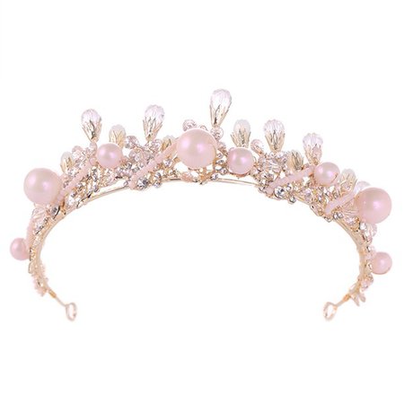 Walmart TOYFUNNY Luxury Elegant Crown Full Diamond Zircon Flower Pearl Tiara Headband Ladies